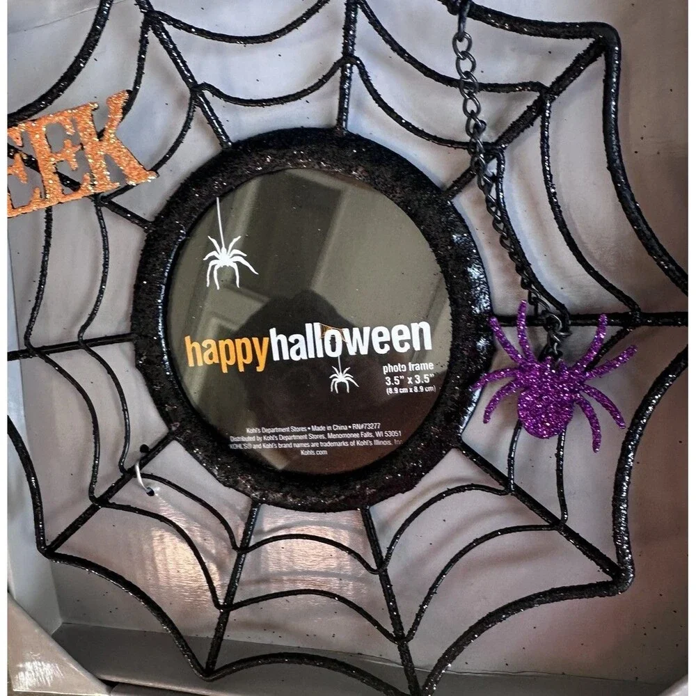 Kohl’s Happy Halloween Spider Web Photo Frame EEK Purple Spider New in Box